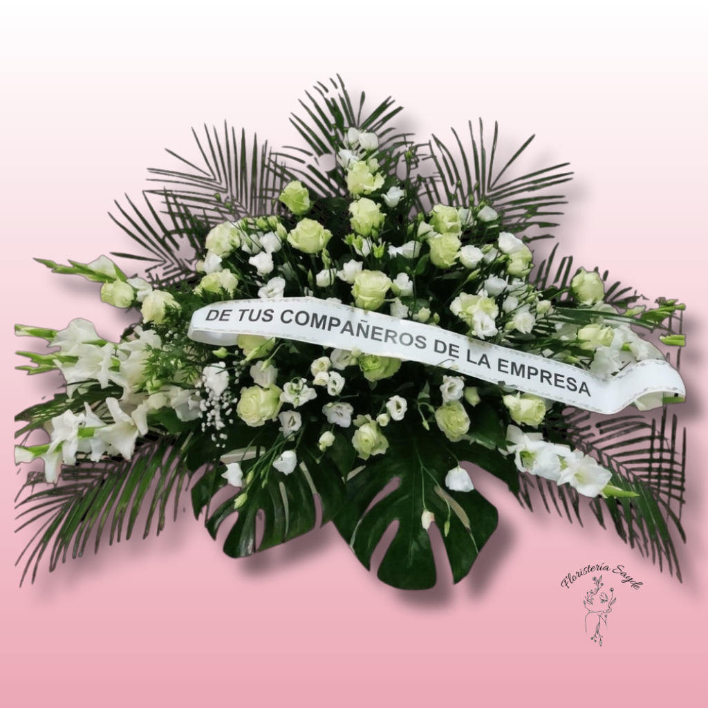 Centro Flores Funerario con Rosas Blancas naturales - Después Centro Flores Funerario con Rosas Blancas