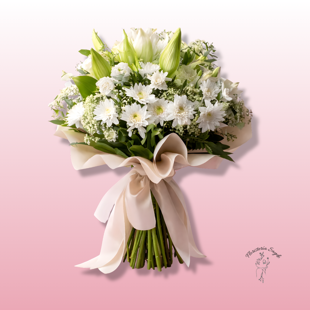 ramo de lilium y margaritas blancas