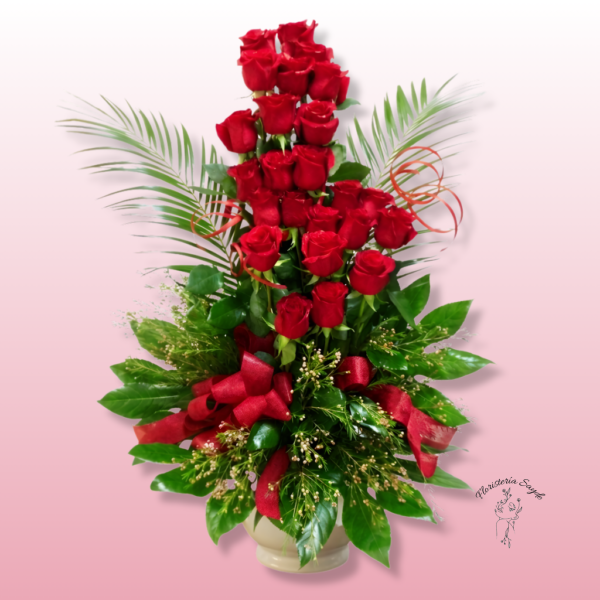 centro con 24 rosas