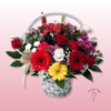 Cesta con flores rosas gerberas y lilium fresca 1 Cesta de flores con gerberas y lilium