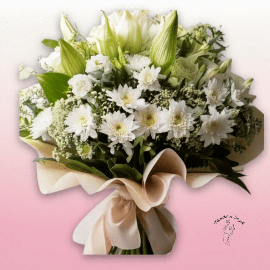 ramo de lilium y margaritas blancas