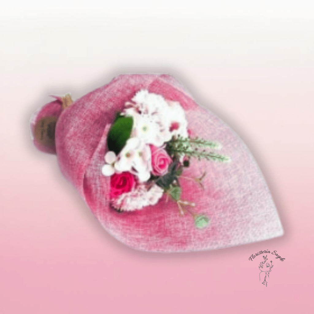 ramo de flor tallada rosa