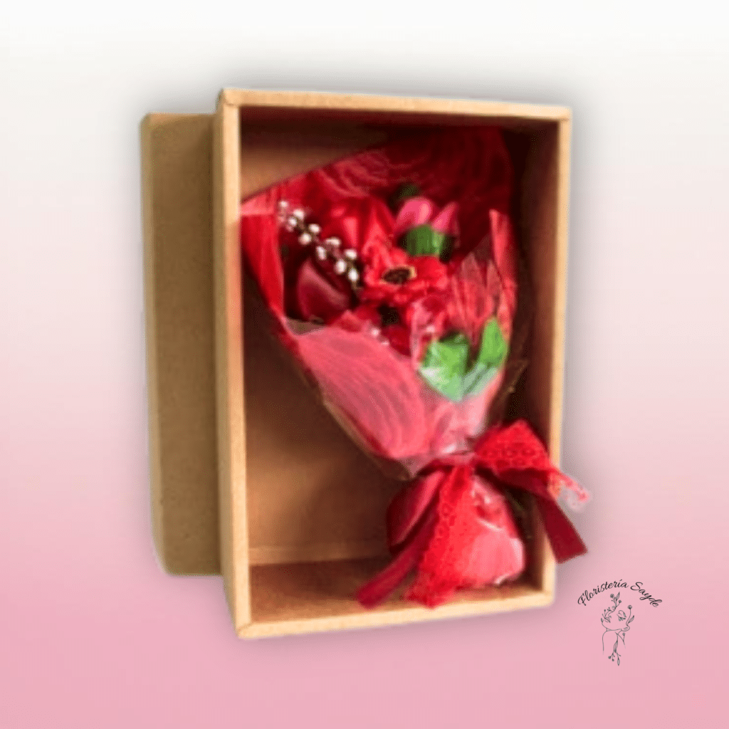 Bouquet de flor de jabón rojo