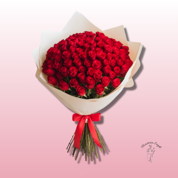 ramo especial con 100 rosas rojas