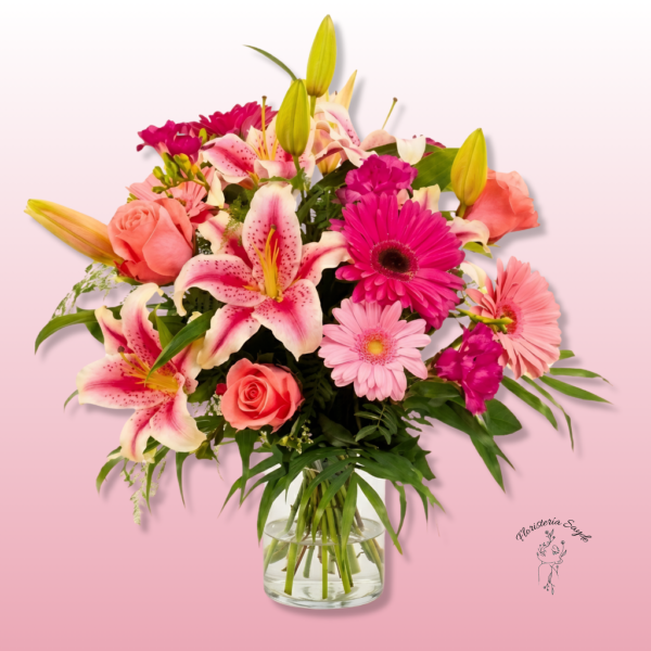 ramo de flores en tonos rosas