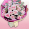 Ramo de 20 rosas color rosa con eucalipto