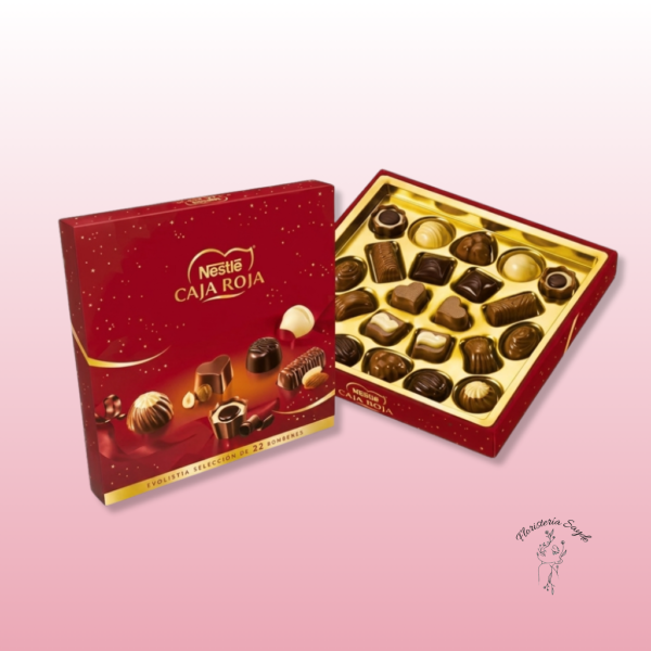 Caja Roja de bombones de chocolate