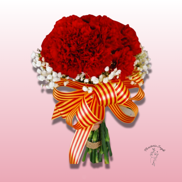 ramo de claveles rojos para ofrenda de la virgen