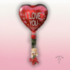 Rosa preservada con globo y peluche