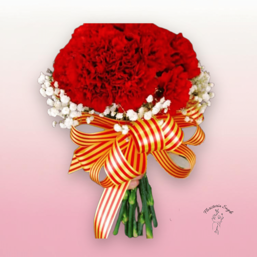 ramo de claveles rojos para ofrenda de la virgen