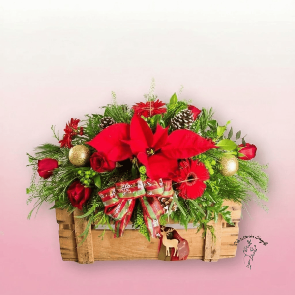 Cesta de flores Navideño