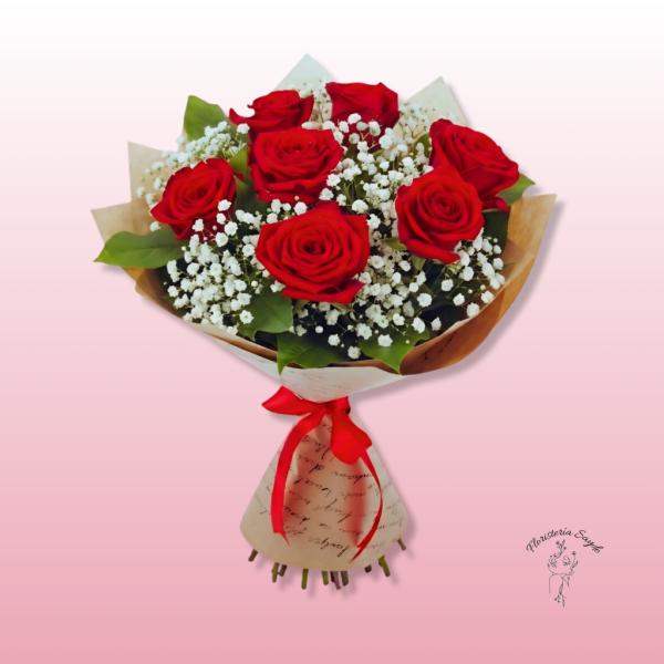 Floristeria Sayde (16) Ramo 6 rosas en bouquet