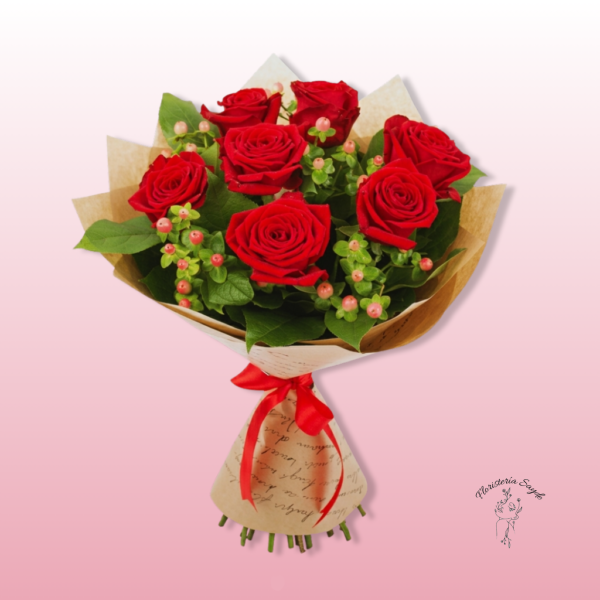 Ramo 6 rosas en bouquet