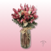 ramo de flores preservadas en tonos fucsias