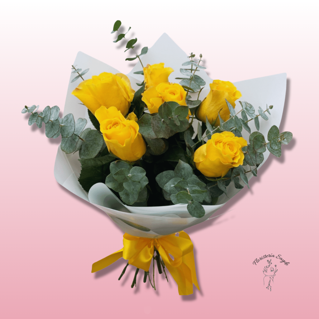 Floristeria Sayde (12) Ramo de 6 rosas amarillas