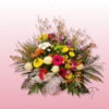 cesta para pilares con flores rosas