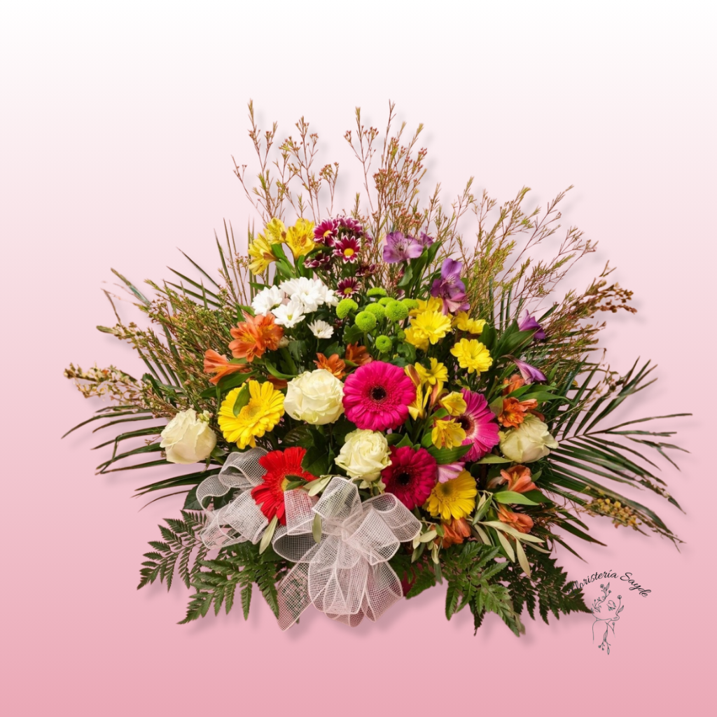 Floristeria Sayde - 2026-05-14T135114.999 cesta para pilares con flores rosas