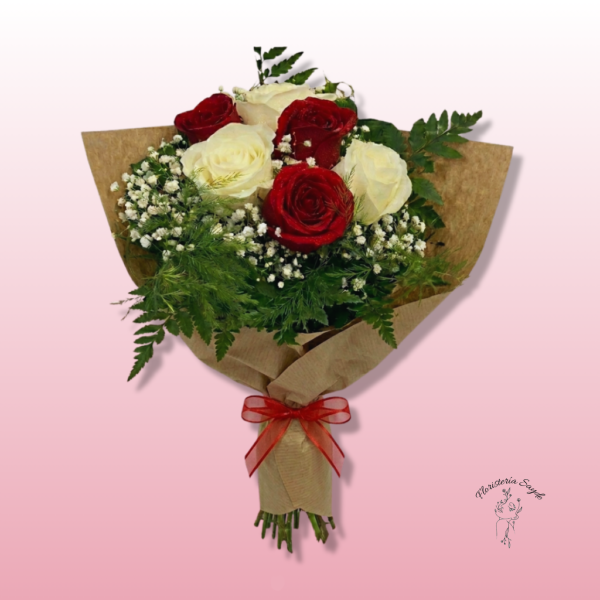 Ramo de Rosas Rojas y Blancas