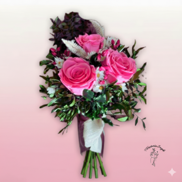 Ramo Preservado de Rosas Rosa