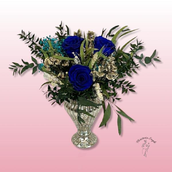 Ramo Preservado de Rosas Azules