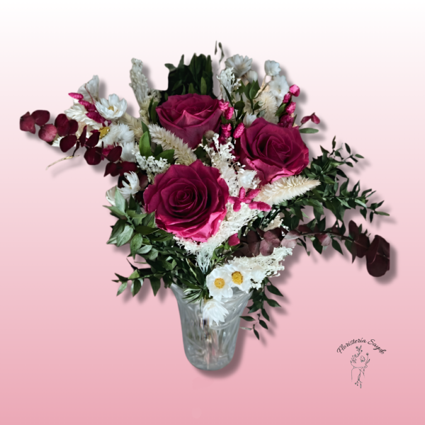 Ramo Preservado de Rosas Fucsia