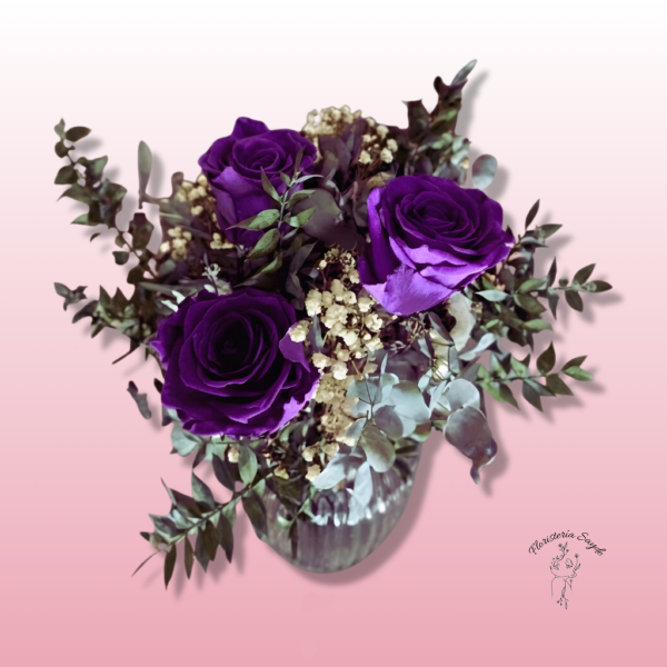 Ramo Preservado de Rosas Violetas