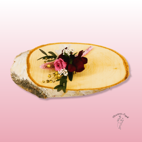 Prendido Floral Burdeos y Rosa – Toque Romántico