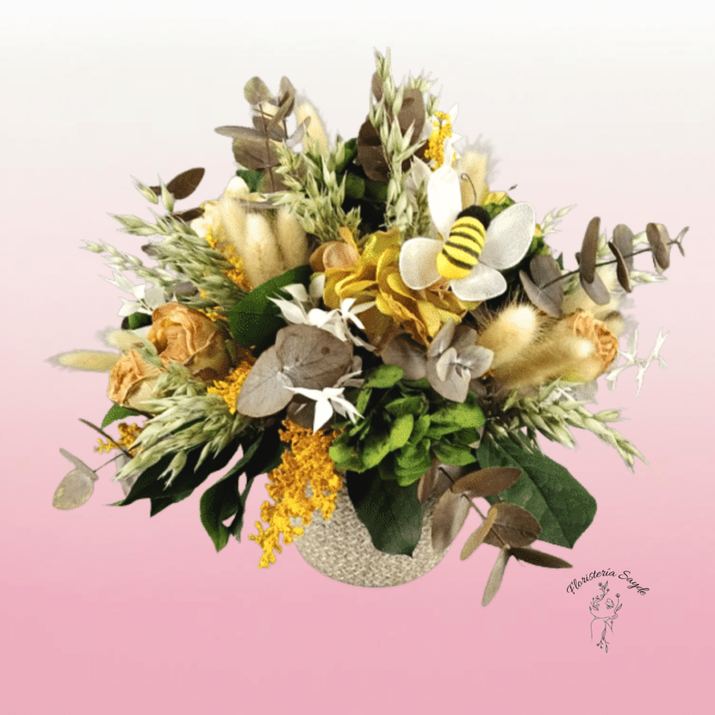 Ramo de Flores Preservadas Amarillas y Beige | Sayde