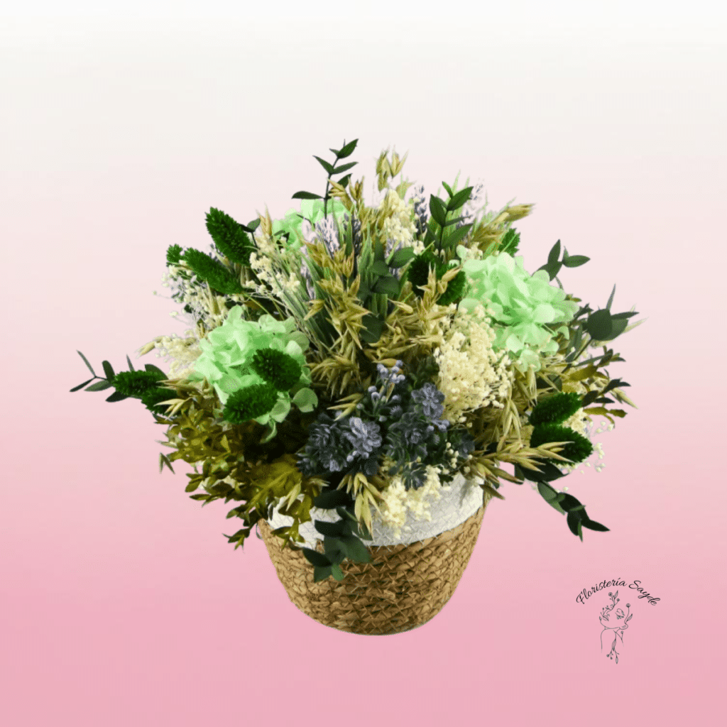 Ramo de Flores Preservadas Verdes y Lavanda | Sayde