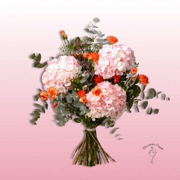 Ramo de hortensias rosas frescas