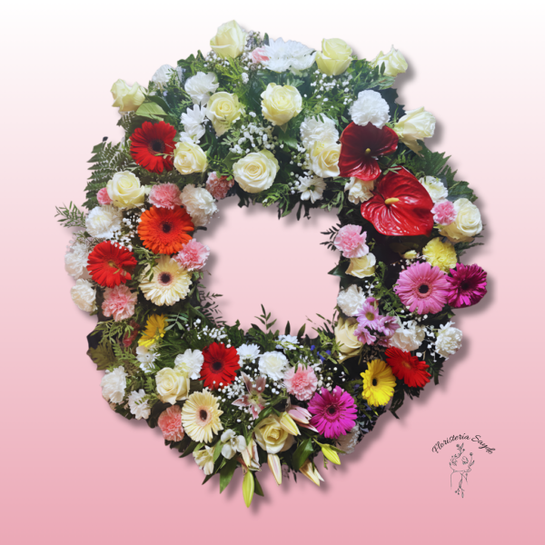 Corona de flores variadas para difuntos
