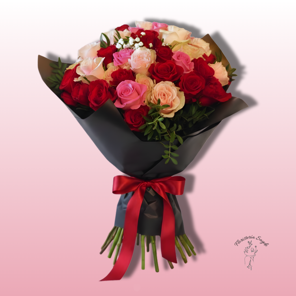 Floristeria Sayde (13) Ramo de rosas rojas y rosas