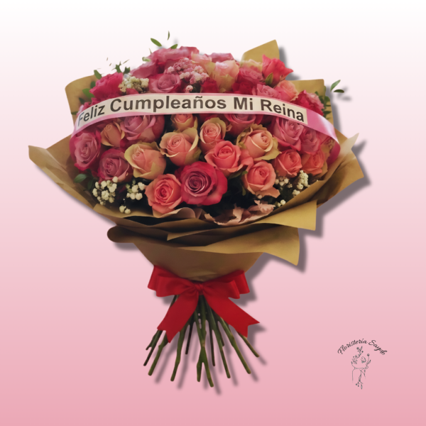 ramo de rosas rosas premium
