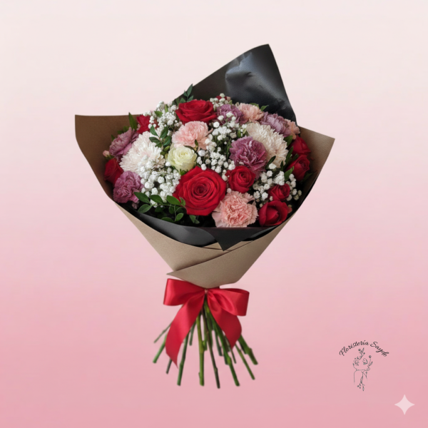 Ramos de rosas rojas y claveles