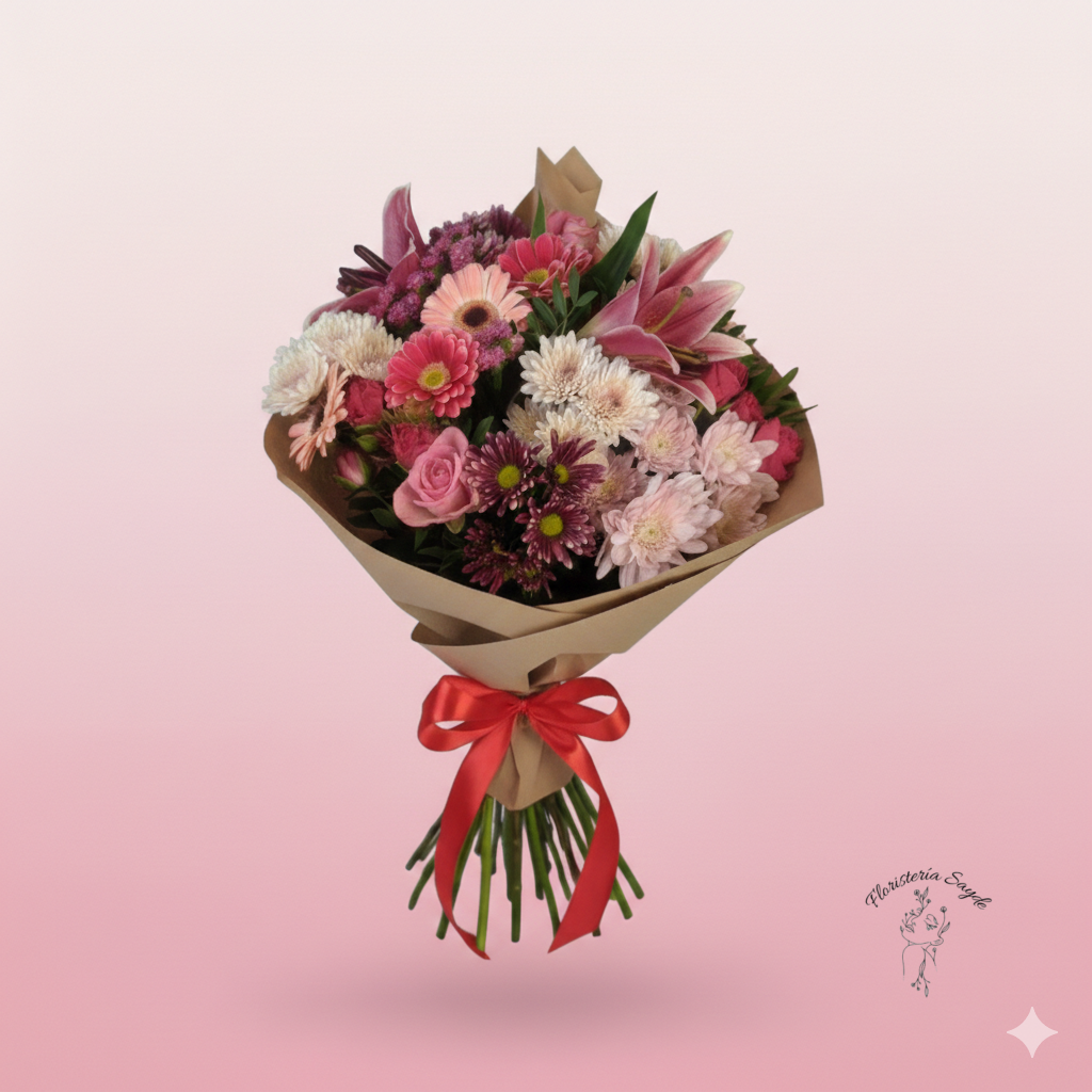 Ramo de flores variado con lirios Ramo de flores variado con lirios