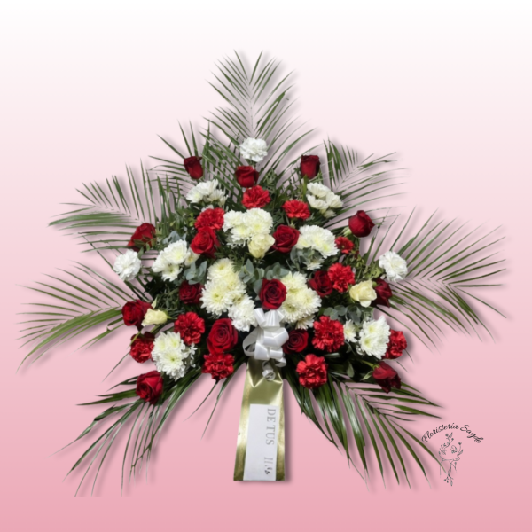 Centro de flores para difuntos con rosas