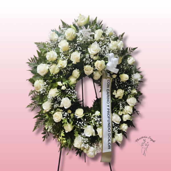 corona de rosas blancas para difuntos