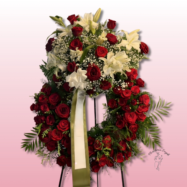 corona de rosas rojas para funeral